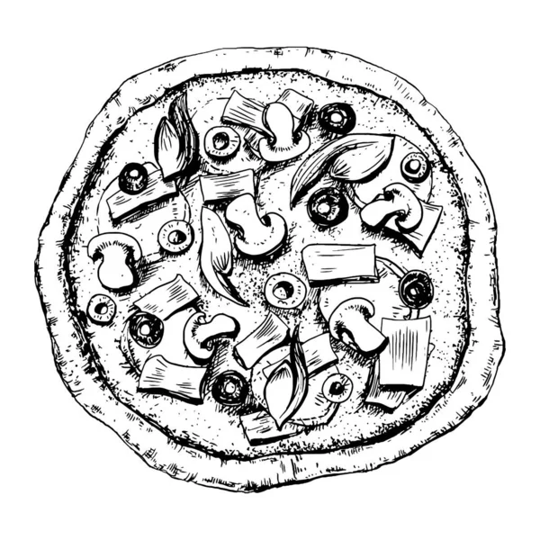 Food illustration with pizza — Stockový vektor