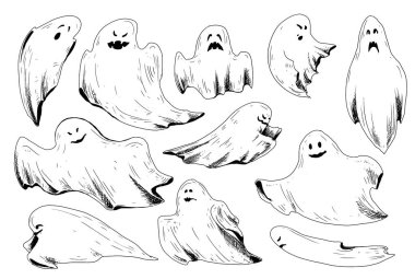 Cadılar Bayramı taslak simgeleri.