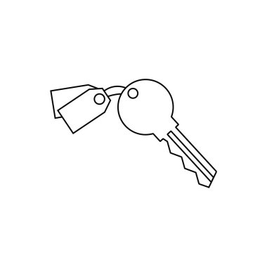 Etiket ana simgesi izole edilmiş anahtar. Mobil konsept, web tasarımı ve oyunlar için sembol, logo illüstrasyonu.