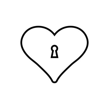 Asma kilit aşk ana hatları simgesi. Mobil konsept ve web tasarımı için sembol, logo illüstrasyonu.