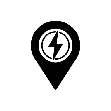 İstasyon ana hatlarını şarj et. Mobil konsept ve web tasarımı için sembol, logo illüstrasyonu.