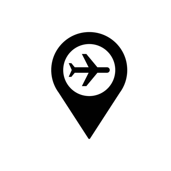 Havaalanı coğrafi etiketi ana hatları simgesi. Mobil konsept ve web tasarımı için sembol, logo illüstrasyonu. — Stok Vektör