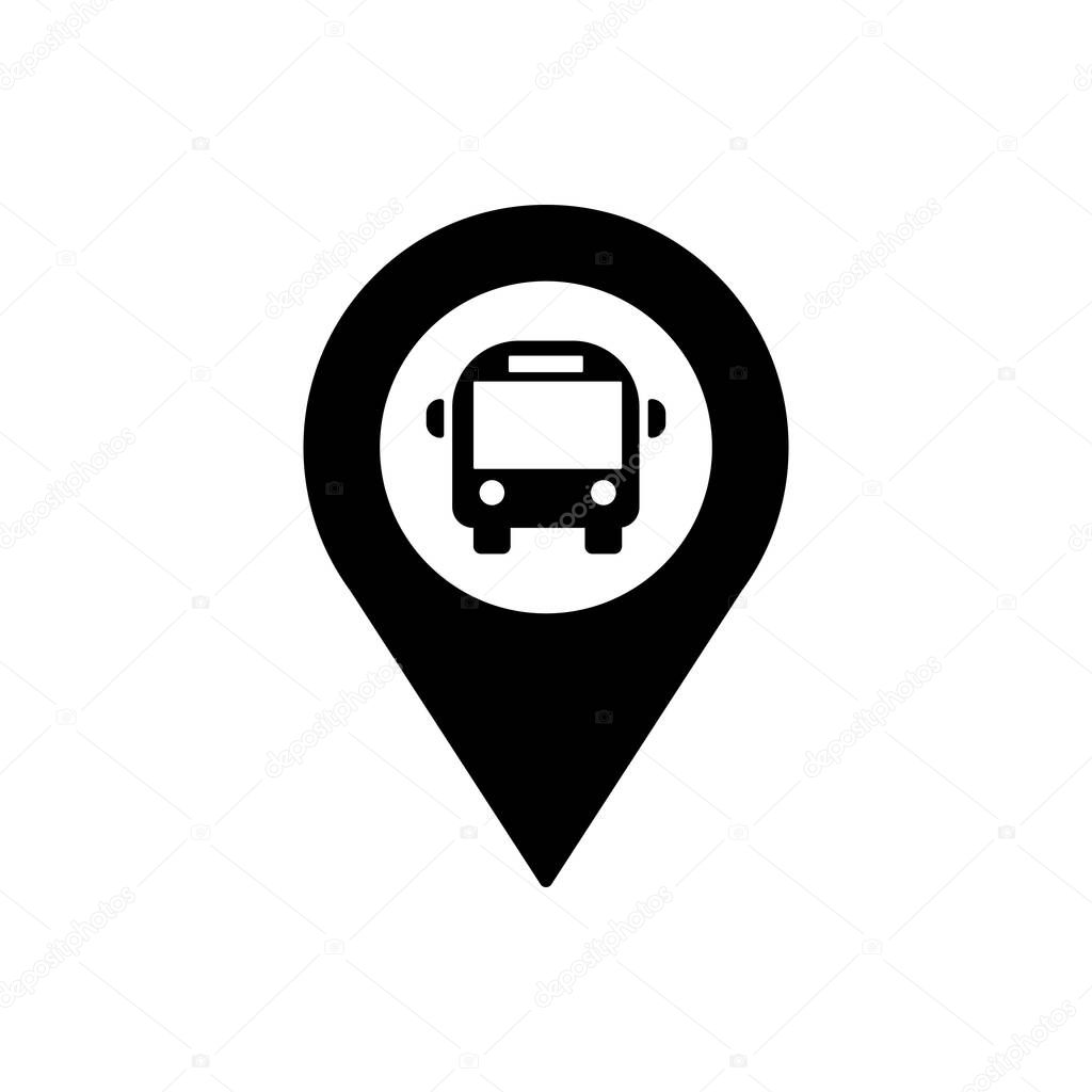 Bus geo tag outline icon. Symbol, logo illustration for mobile concept and web design.