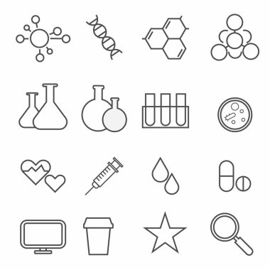 Beyaz arkaplanda bilim simgeleri kümesi