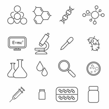 Beyaz arkaplanda bilim simgeleri kümesi