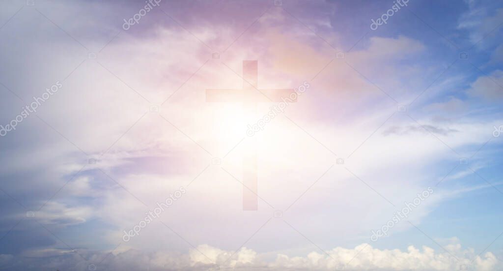 The Cross on the sky background
