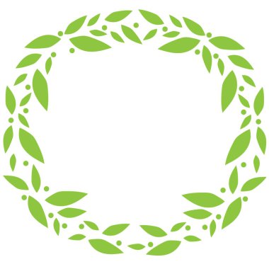 Abstract design wreath with green leaf