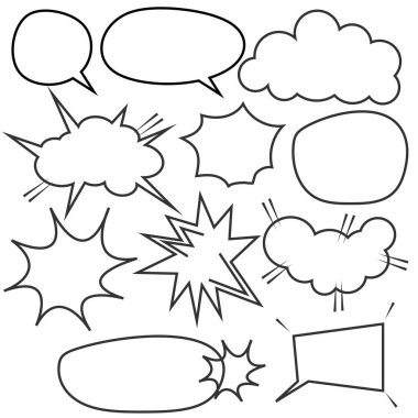 Konuşma baloncukları vurgu ile karalama seti