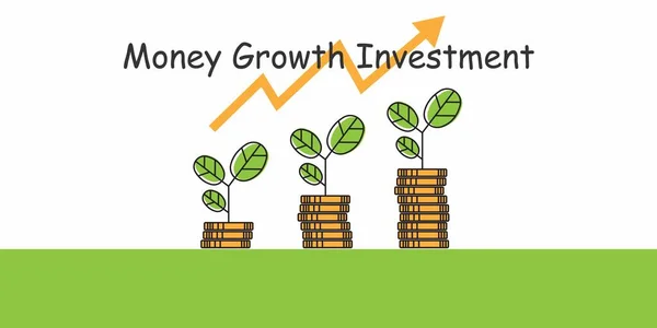 Wzrost Drzew Pieniądza Koncepcja Inwestycji Biznesowych — Wektor stockowy