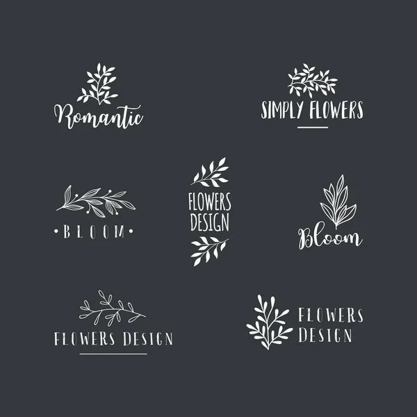 Handgezeichnete Logokollektion Logo Design Mit Doodle Blumen — Stockvektor