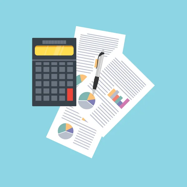 Pen Plan Paper Calculator Business Planning Design Concepts Vector Illustration — Stock Vector