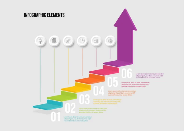 Moderne Coloré Éléments Infographiques Escalier Design Avec Options Étapes Processus — Image vectorielle