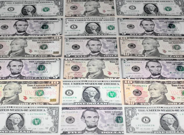 Dólares Americanos Com Retratos Presidentes Notas Dólar Cinco Dez Dólares — Fotografia de Stock