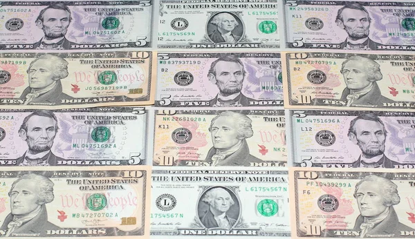 Американські Долари Портретами Президентів Однодоларовими Купюрами Ятьма Десятьма Доларами Фото — стокове фото
