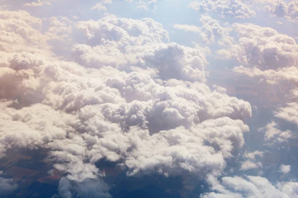 Ciel Panorama Nuages Duveteux Dans Des Tons Rose Bleu Doux — Photo