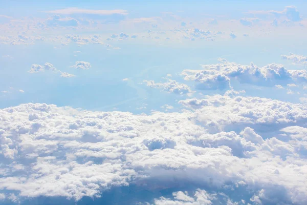 Ciel Panorama Nuages Duveteux Dans Des Tons Rose Bleu Doux — Photo