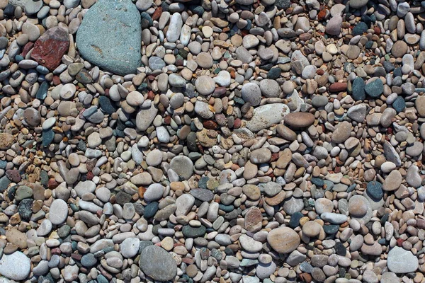 卵石海滩上的小彩石 海滩背景照片 — 图库照片