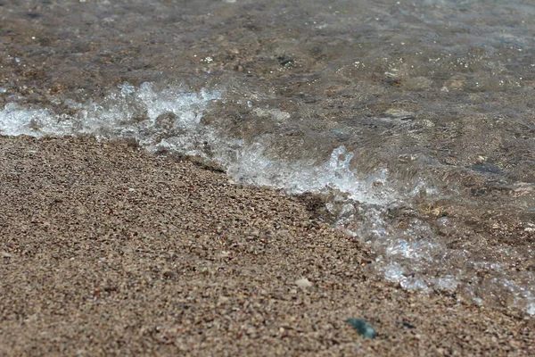 Gentle Sea Surf Runs Sandy Beach Beach Background Photo — Stock Photo, Image