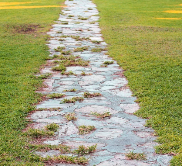 Alte Kaputte Straße Aus Rissigen Steinplatten — Stockfoto