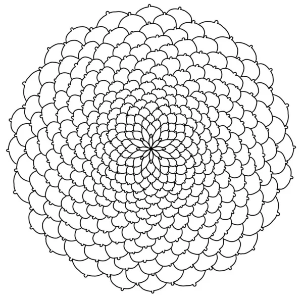 Mandala Rodada Padrão Renda Para Colorir Livro Página Terapia Arte — Vetor de Stock