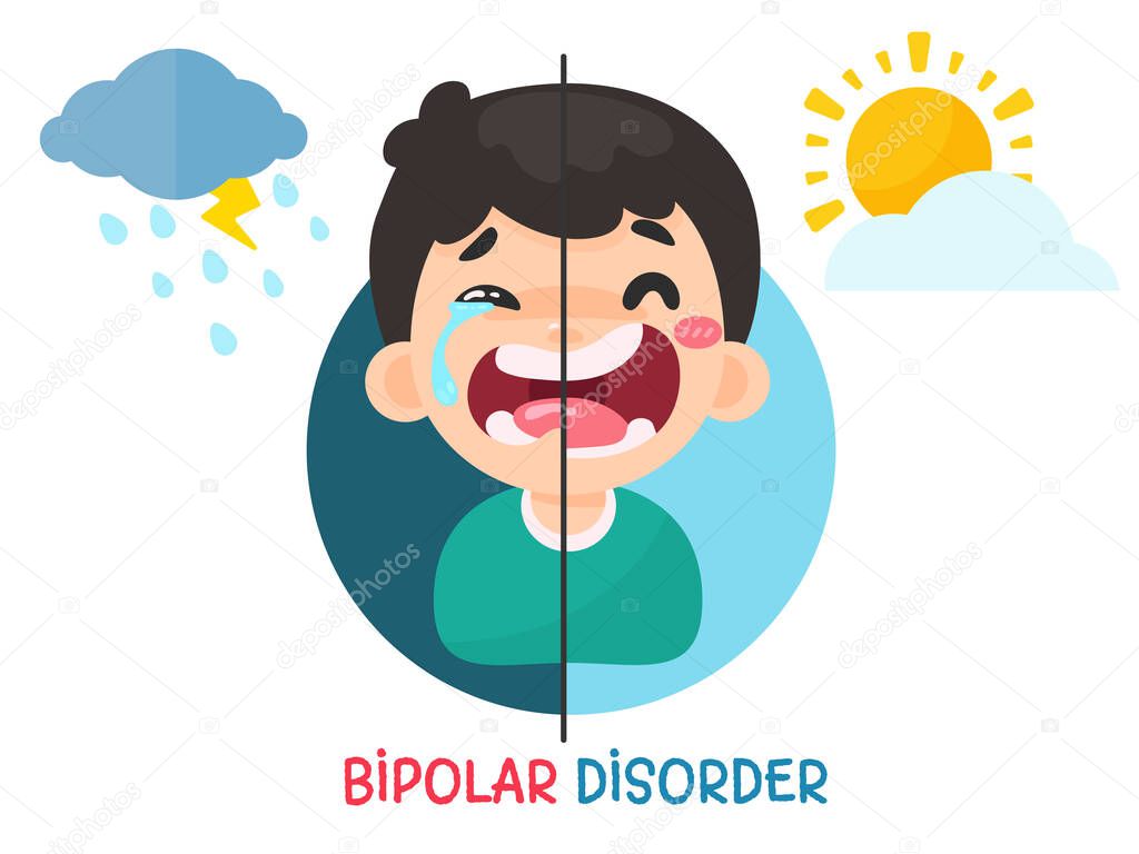 Bipolar disorder. Men with mood swings due to bipolar disorder. Sometimes happy and sad to think of suicide.