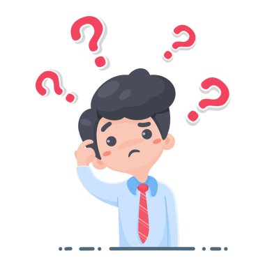 Çizgi film çalışanları, kafalarında kırmızı soru işareti olan garip hareketler yaparlar.