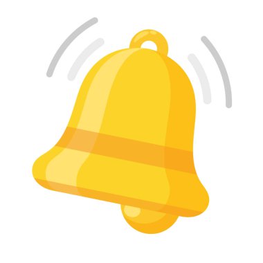 Haber çanı simgesi. Altın alarm zili, yaklaşan programa alarm vermek için çalkalanıyor..