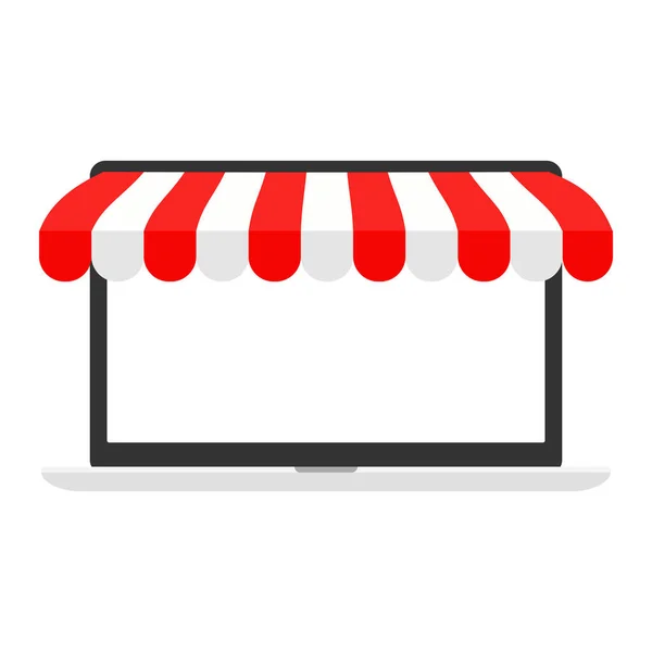 Laptopok Napellenző Kiálló Online Vásárlási Koncepcióval — Stock Vector