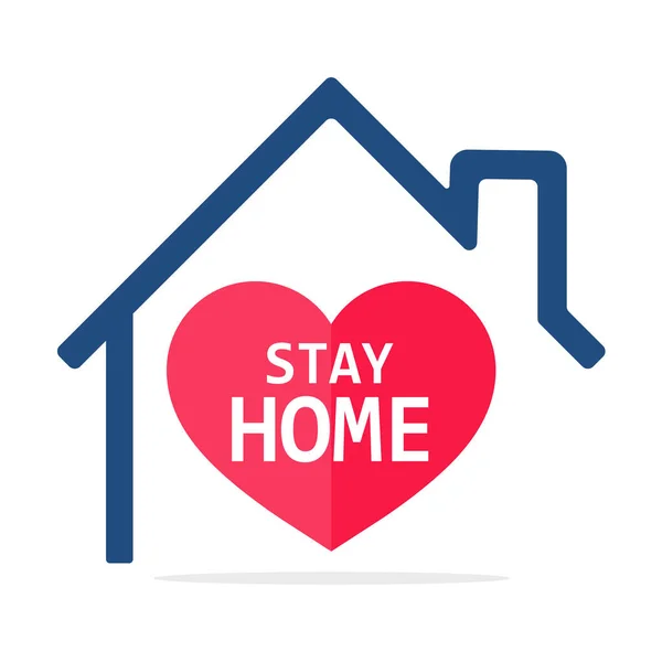 Stay Home Icon Techo Casa Vectorial Que Protege Corazón Concepto — Archivo Imágenes Vectoriales