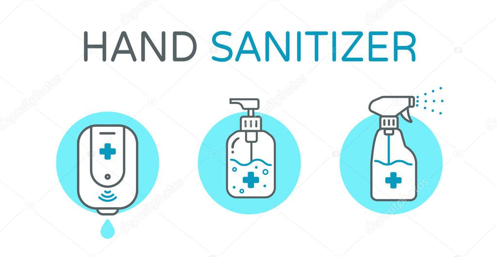 Alcohol Hand Wash Icon Alcohol for killing bacteria and viruses.