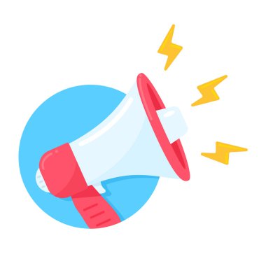 Müşterilere ürün tanıtımı duyurusu diye bağırmak için megafon. Beyaz arkaplanda izole et.