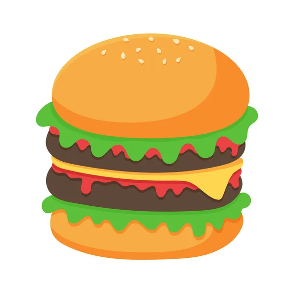 Hamburguesa Una Comida Rápida Muy Popular Aislar Sobre Fondo Blanco — Vector de stock