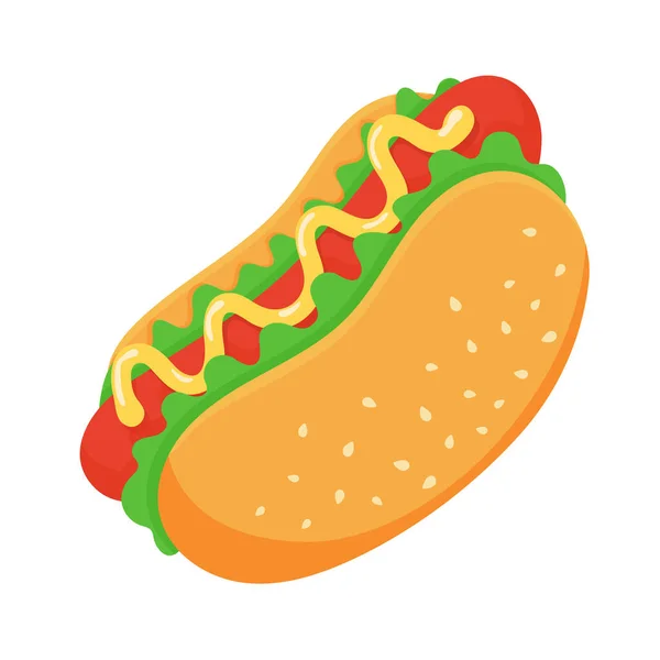 Hot Dog Nagyon Népszerű Gyorskaja Izolátum Fehér Alapon — Stock Vector