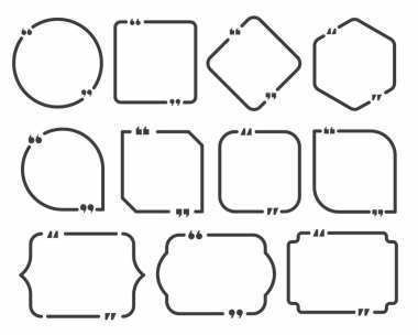 Alıntı kutusu çerçevesi. Alıntı kutusu ve konuşma balonu şablonları ayarlandı. Beyaz arkaplanda izole et.