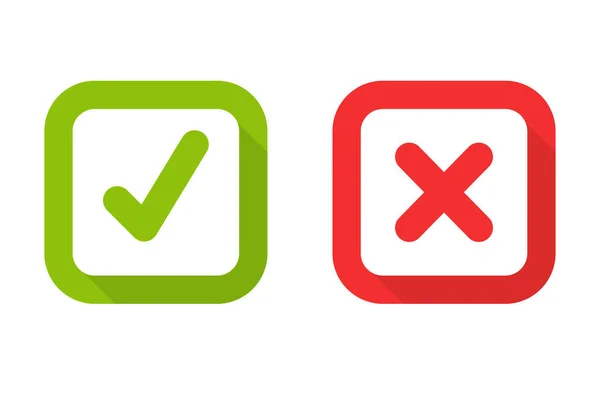 Green Check Mark Red Wrong Checked Box True False — Stock Vector