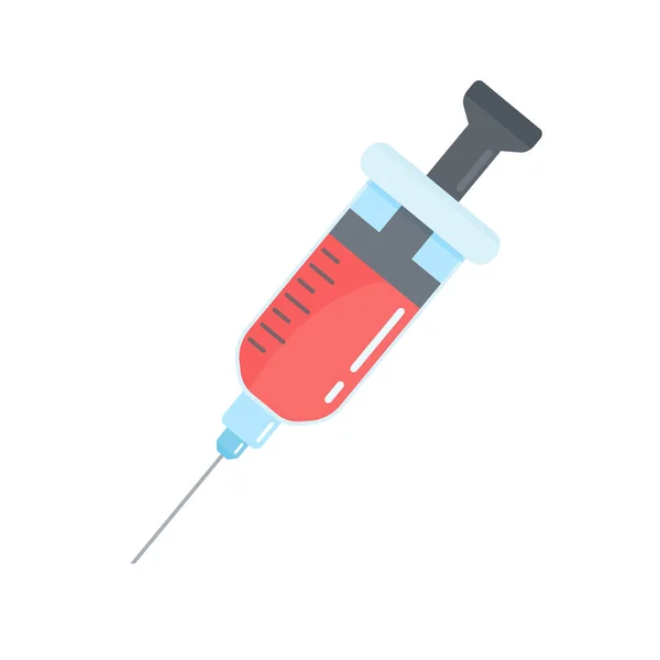 予防接種用のワクチンを含む赤い注射器 — ストックベクタ