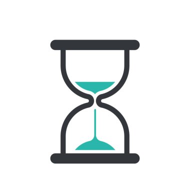 Kum saati ikonu vektörü. Zamanı dolmak üzere olan kum saati. Beyaz arkaplanda izole et.