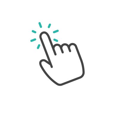 El şeklinde imleç faresi. Bir iş adamı işaret parmağı tutarak düğmeye nerede basılacağını belirtir..