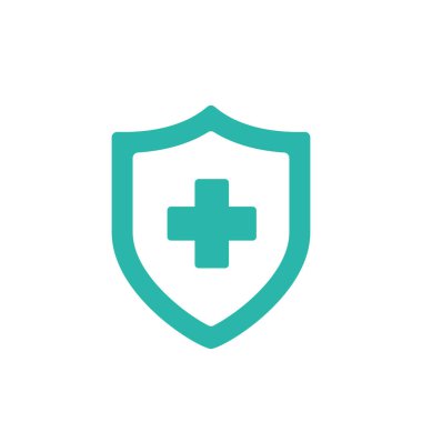 Pozitif işaretli kalkan. Tıbbi kavramlar mikroplardan ve korona virüsünden korunma