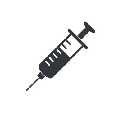 Şırınga Simgesi Vektörü. Doktorlar kötü huylu hastalıkları önlemek ve tedavi etmek için sık sık şırınga kullanırlar..