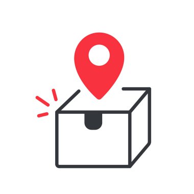 İzleme simgesi. Beyaz arkaplandan izole edilmiş kutu paketi izleme konseptine iliştir.