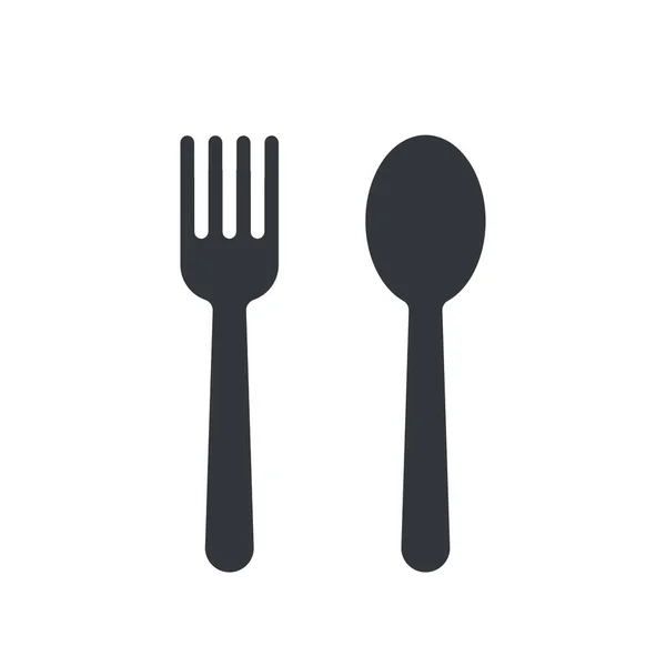 Icono Cuchara Tenedor Sombra Vectorial Una Cuchara Tenedor Para Comer — Archivo Imágenes Vectoriales