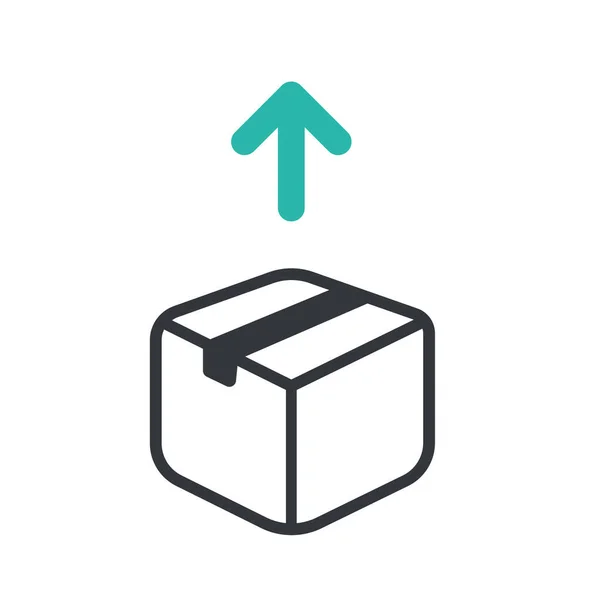 パッケージボックスアイコンボックス内の矢印をポイントして開く空のボックス製品パッケージコンセプト — ストックベクタ