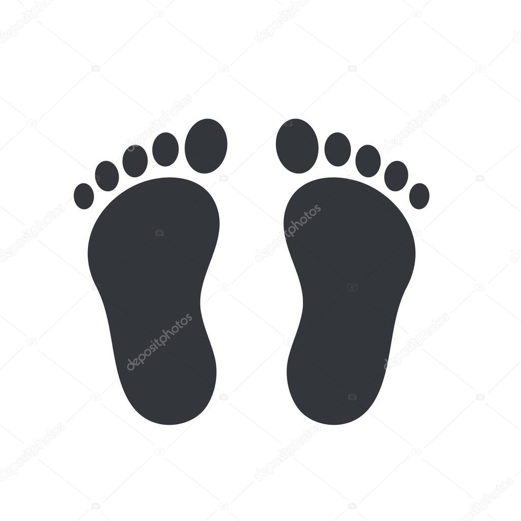Footprints of people who do not wear walking shoes Travel concept. vector illustration.