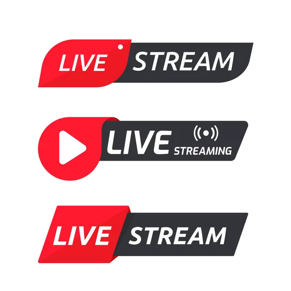 Live Streaming Semble Set Online Broadcast Icon Έννοια Της Live — Διανυσματικό Αρχείο