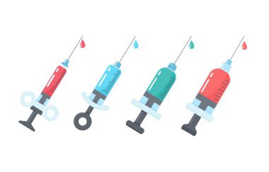 Virüse karşı aşı içeren bir dizi şırınga..