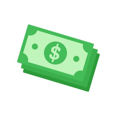 Basit yeşil dolar banknotları. Beyaz arka planda izole edilmiş para harcama fikirleri..