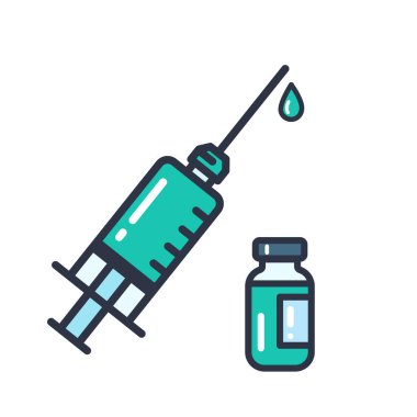 Şırınga Simgesi. Coronavirüsü önlemek ve tedavi etmek için tıbbi şırınga. Hastalık aşısı konsepti.