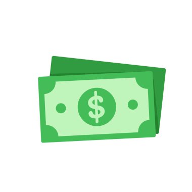 Basit yeşil dolar banknotları. Beyaz arka planda izole edilmiş para harcama fikirleri..