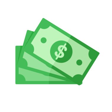 Basit yeşil dolar banknotları. Beyaz arka planda izole edilmiş para harcama fikirleri..